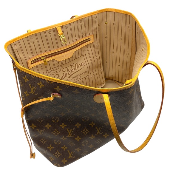 LOUIS VUITTON BROWN MONOGRAM COATED CANVAS NEVERFULL GM TOTE HANDBAG - Picture 10 of 16